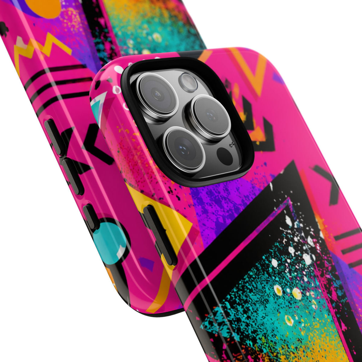 Retro 80s Geometric Phone Case — Neon Triangle Tough Case