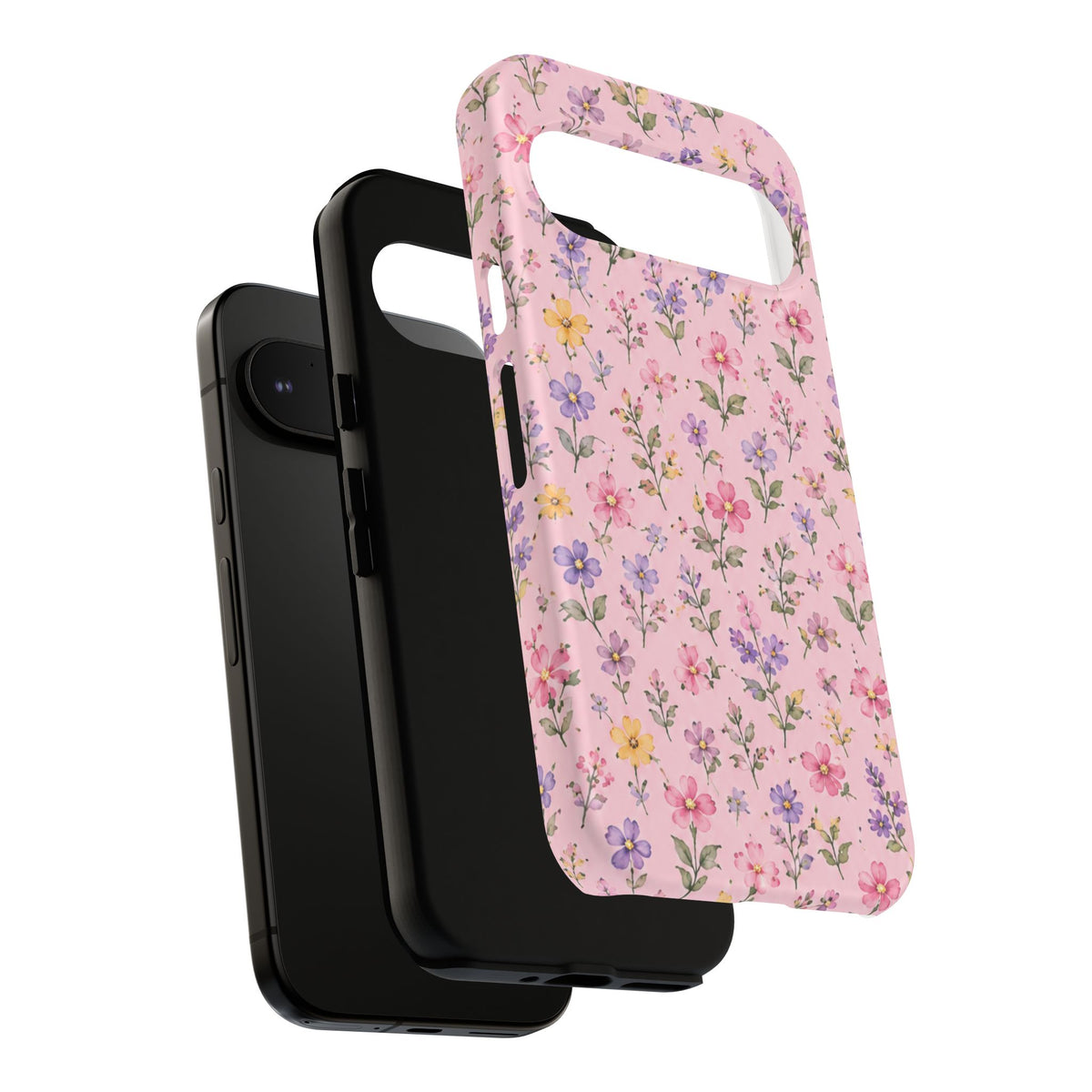 Floral Pink Tough Phone Case — Pastel Wildflower Protective Case