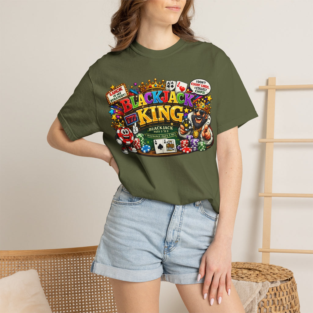 Blackjack King graphic T-shirt | Casino Playing Cards, Chips Design