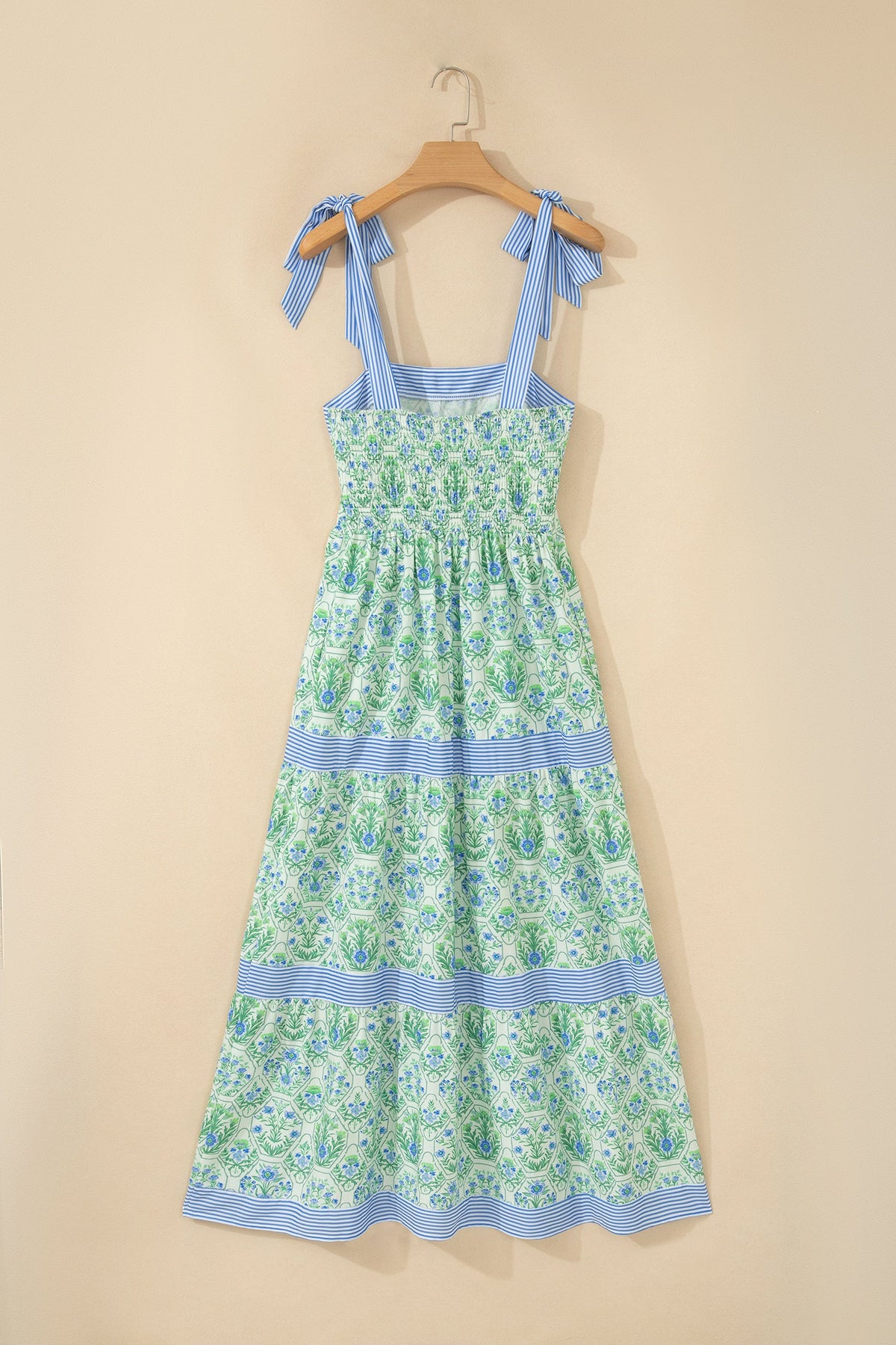 Floral Geometric Stripe Patchwork Sleeveless Dress