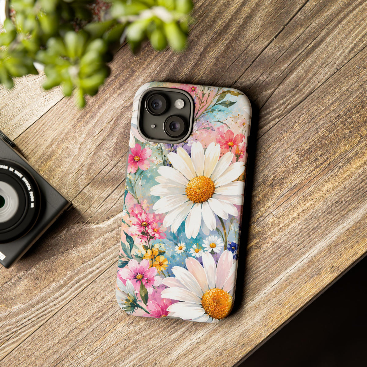 Floral Daisy Phone Case — Watercolor Daisies Protective Tough Case