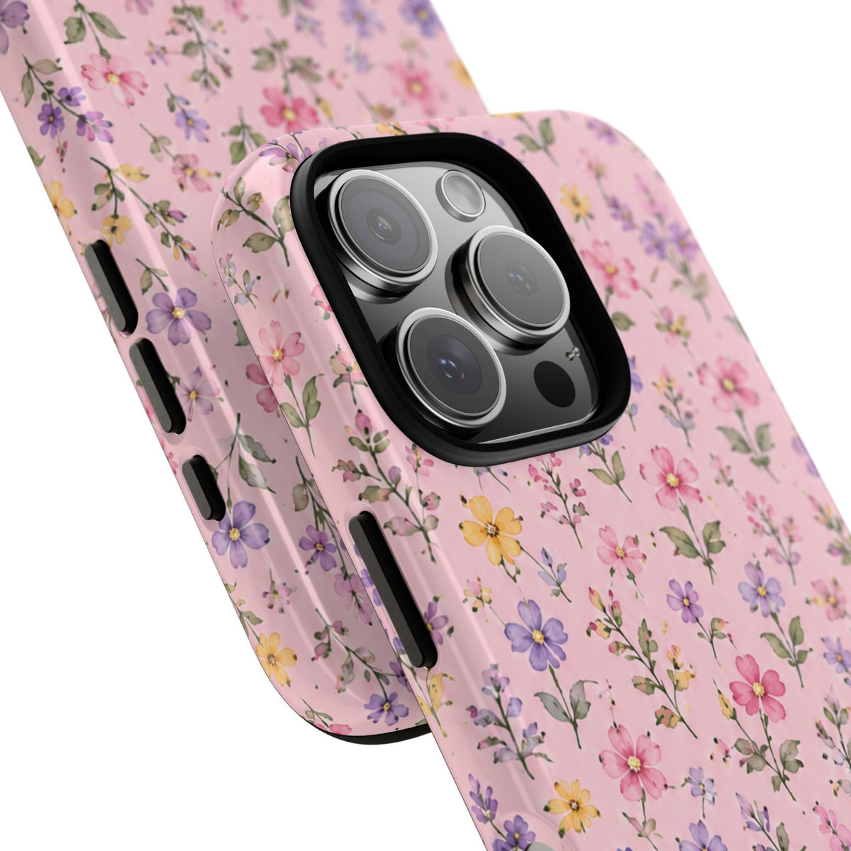 Floral Pink Tough Phone Case — Pastel Wildflower Protective Case