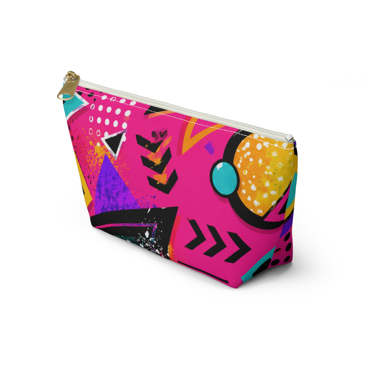90s Neon Geometric Print Accessory Pouch | T-Bottom Cosmetic Bag