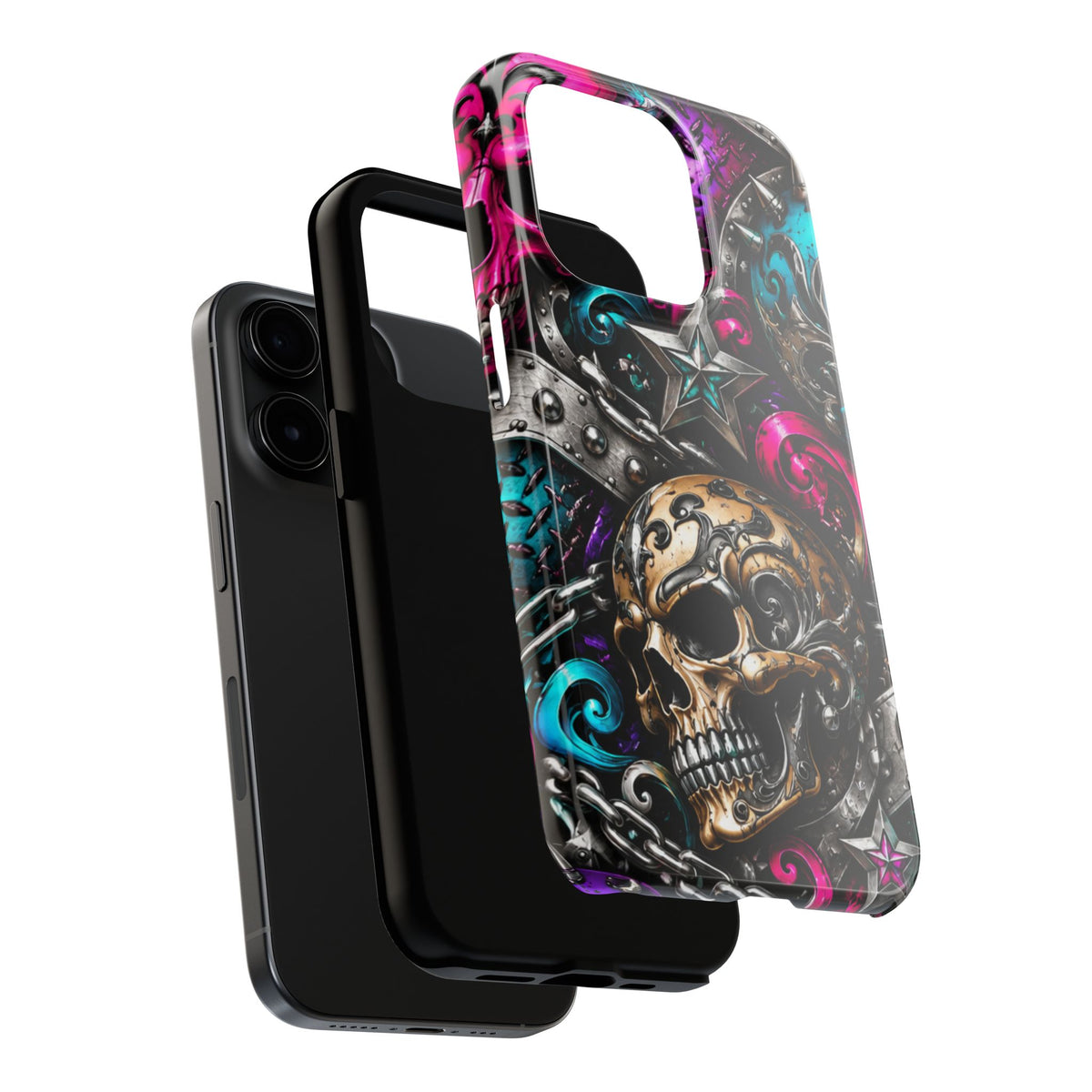 Skull & Stars Tough Phone Case | Colorful Gothic Skull Phone Case