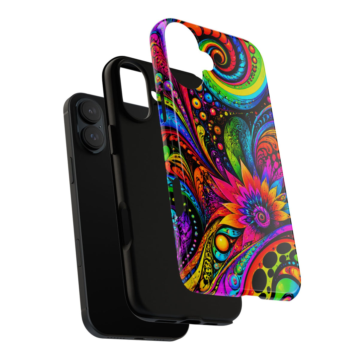Psychedelic Floral Phone Case — Vibrant Swirl Tough Protective Cover