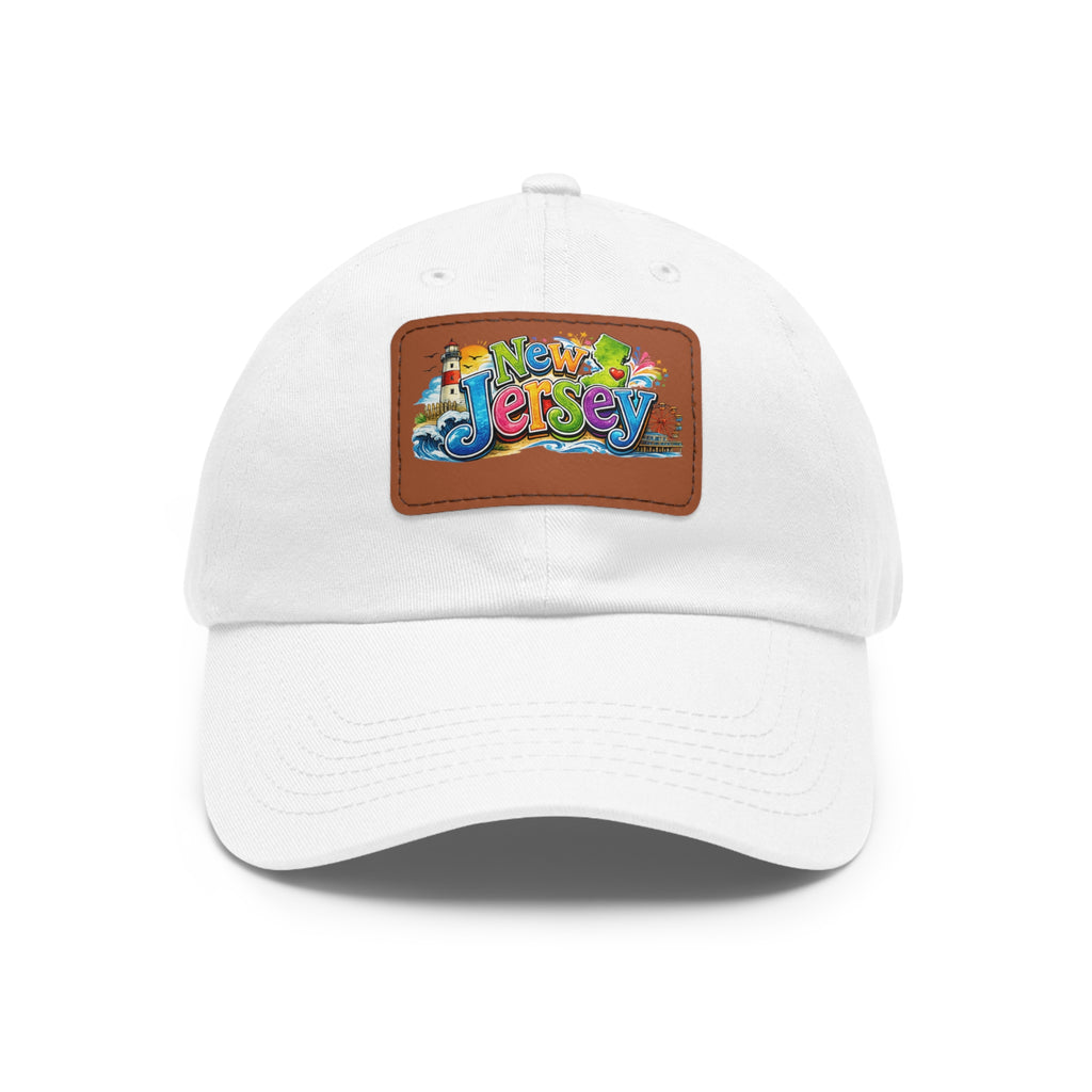 New Jersey Patch Logo Dad Hat | Leather Rectangle Patch