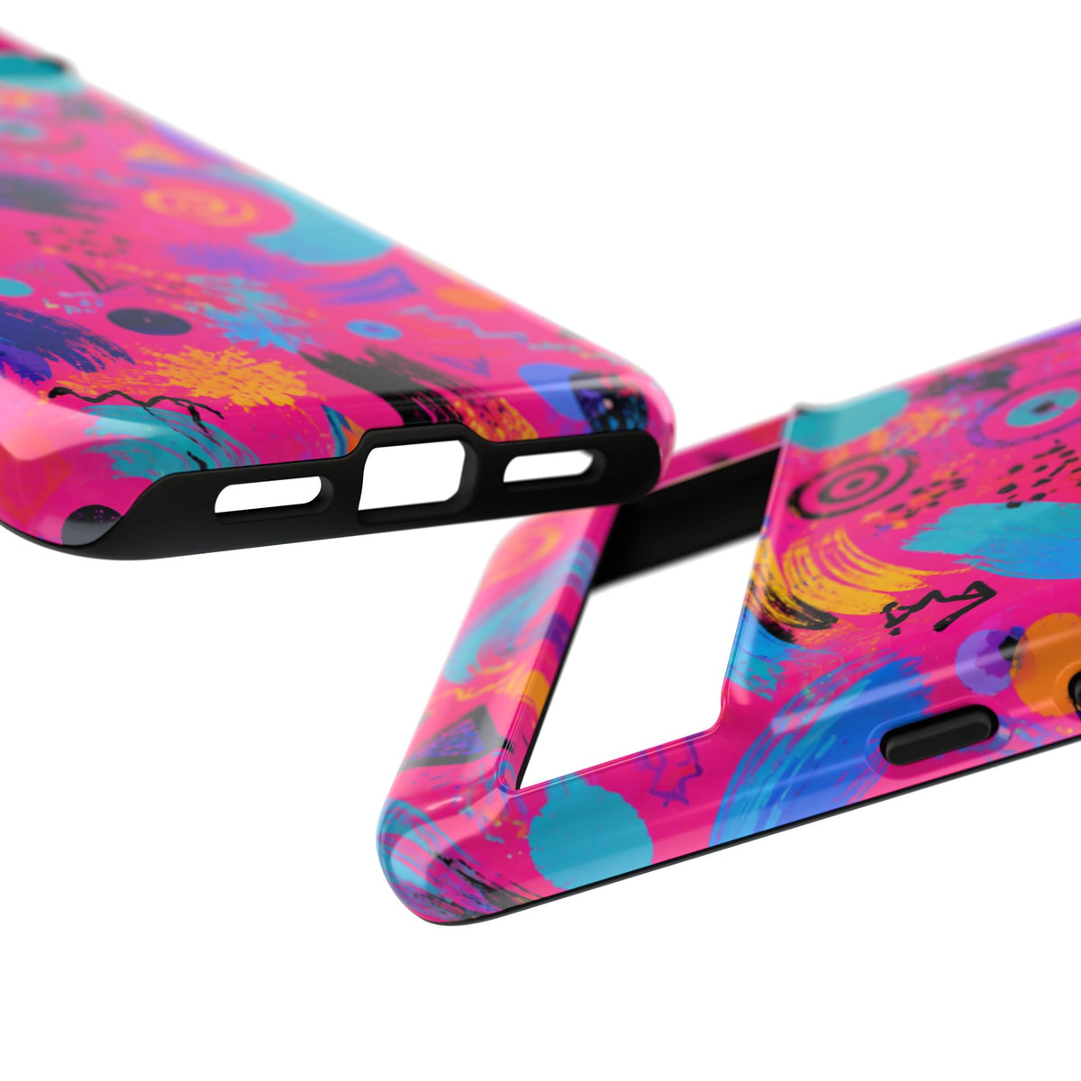 Neon Retro Abstract Tough Phone Case — 80s Brushstroke Pattern