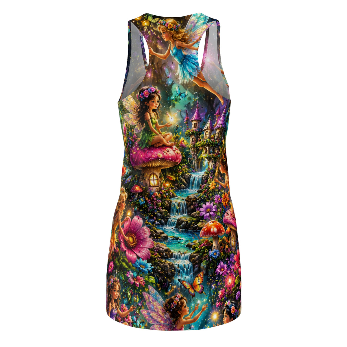 Fairy Garden Racerback Dress — Enchanted Mushroom Cottage AOP