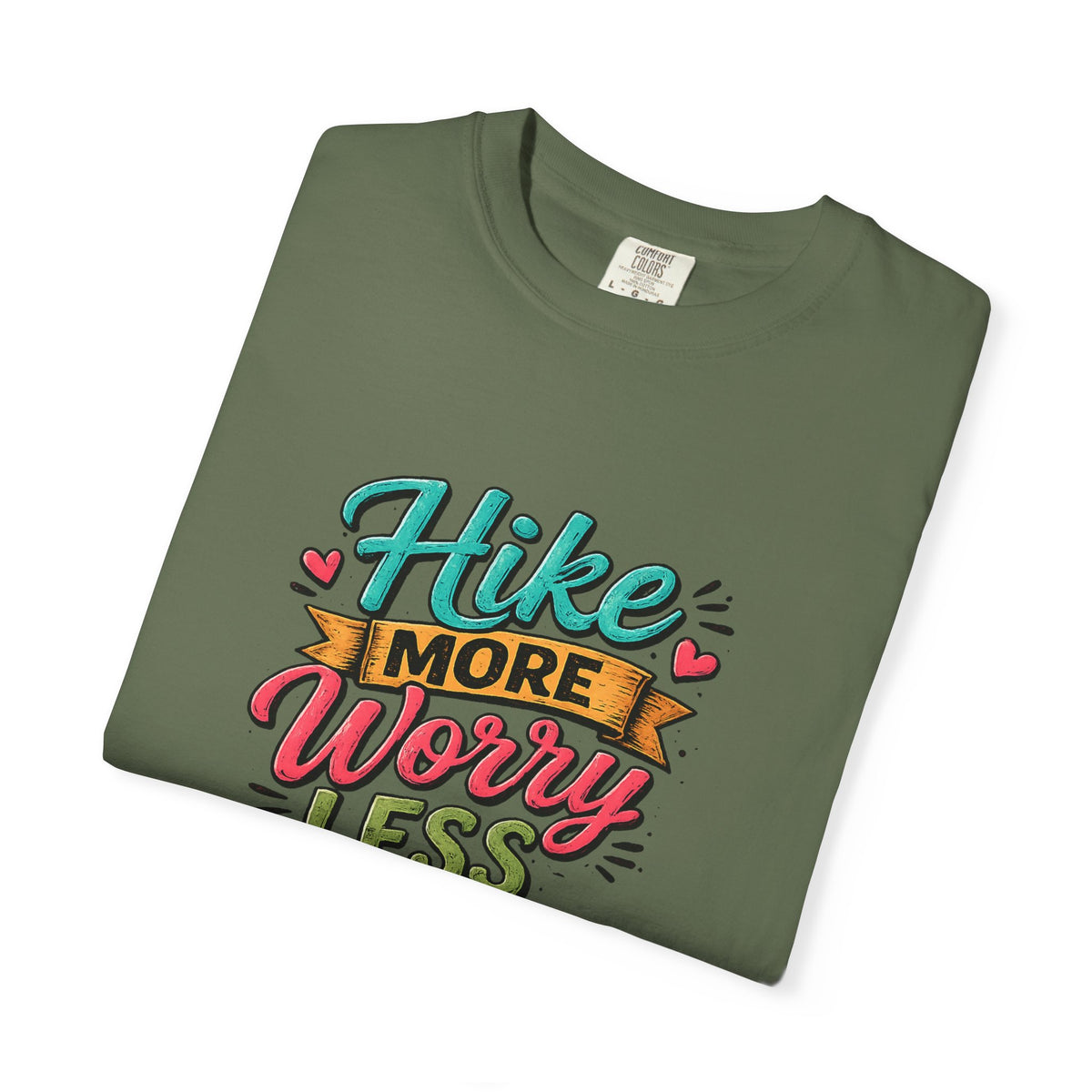 Hike More Worry Less T-Shirt | Hiking Backpack Trail Sign Tee