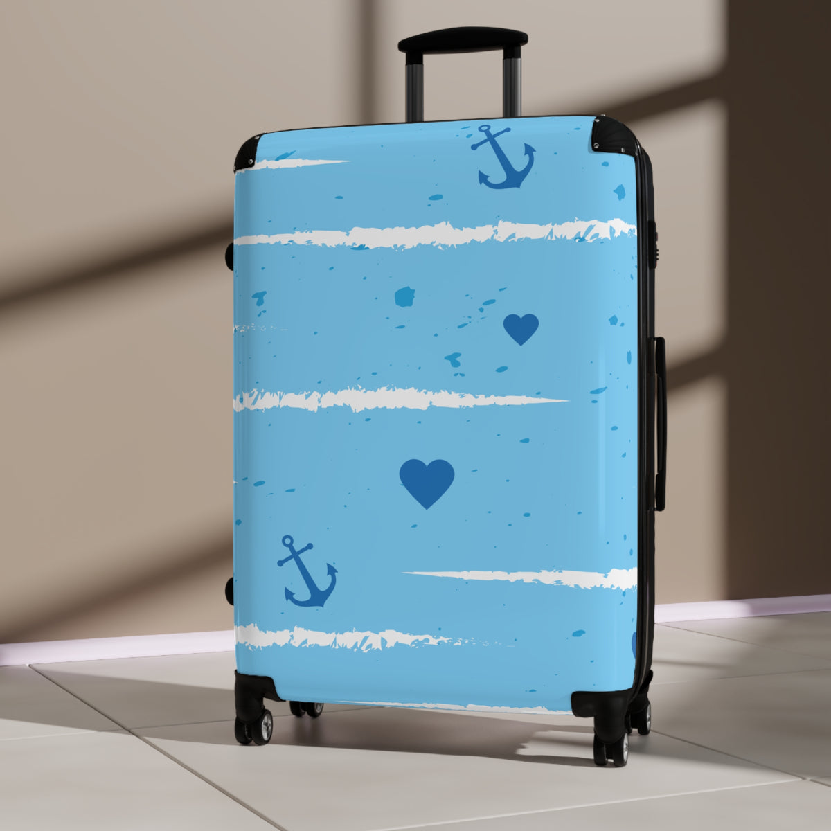 Nautical Heart Carry-On Suitcase — Blue Anchor Travel Luggage