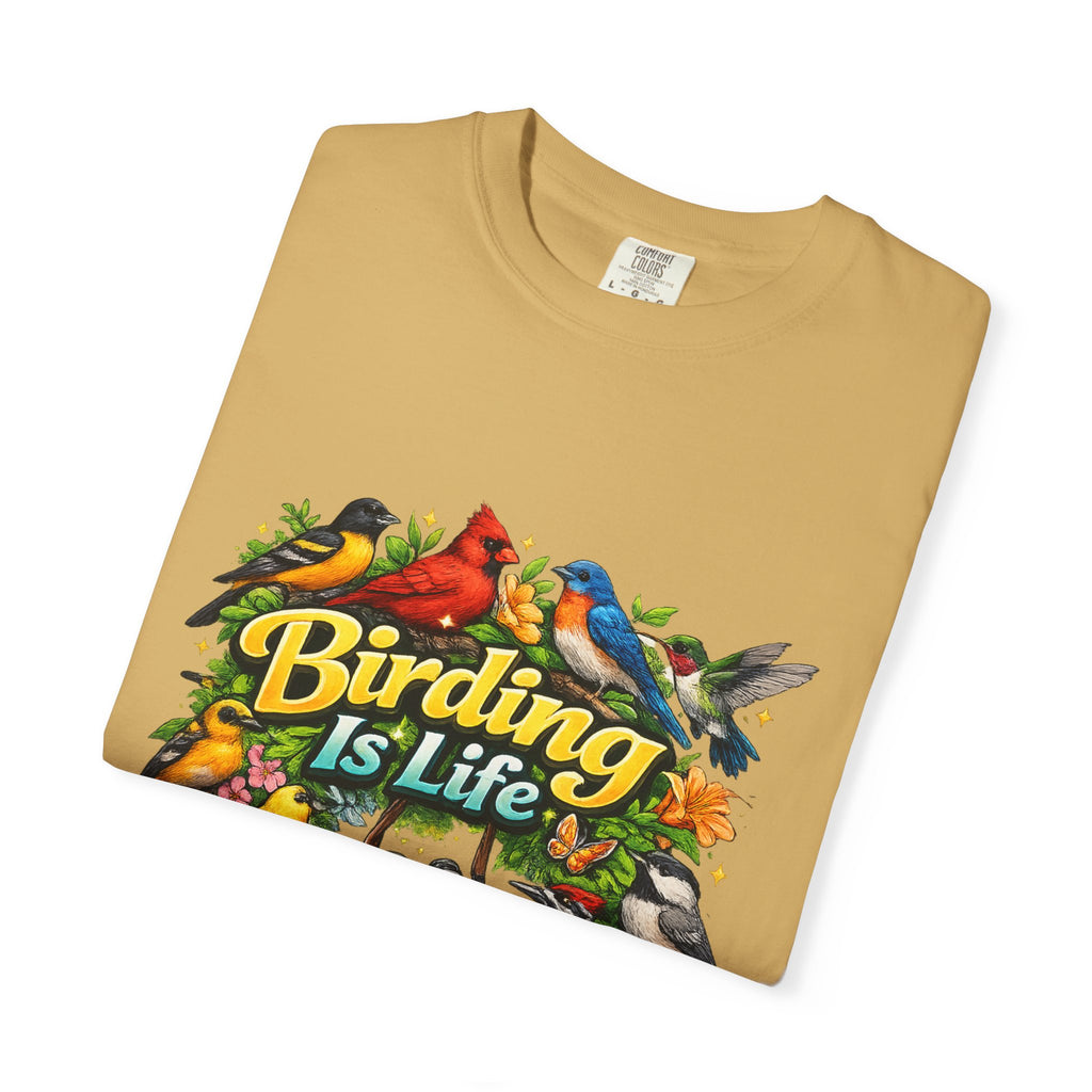 Birding Is Life T-shirt | Colorful Songbirds, Binoculars, Floral Design