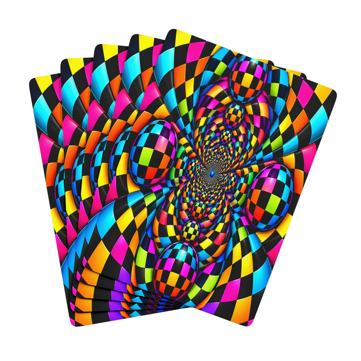 Psychedelic Checkered Poker Playing Cards – Colorful Trippy Deck for Game Nights & Gifts