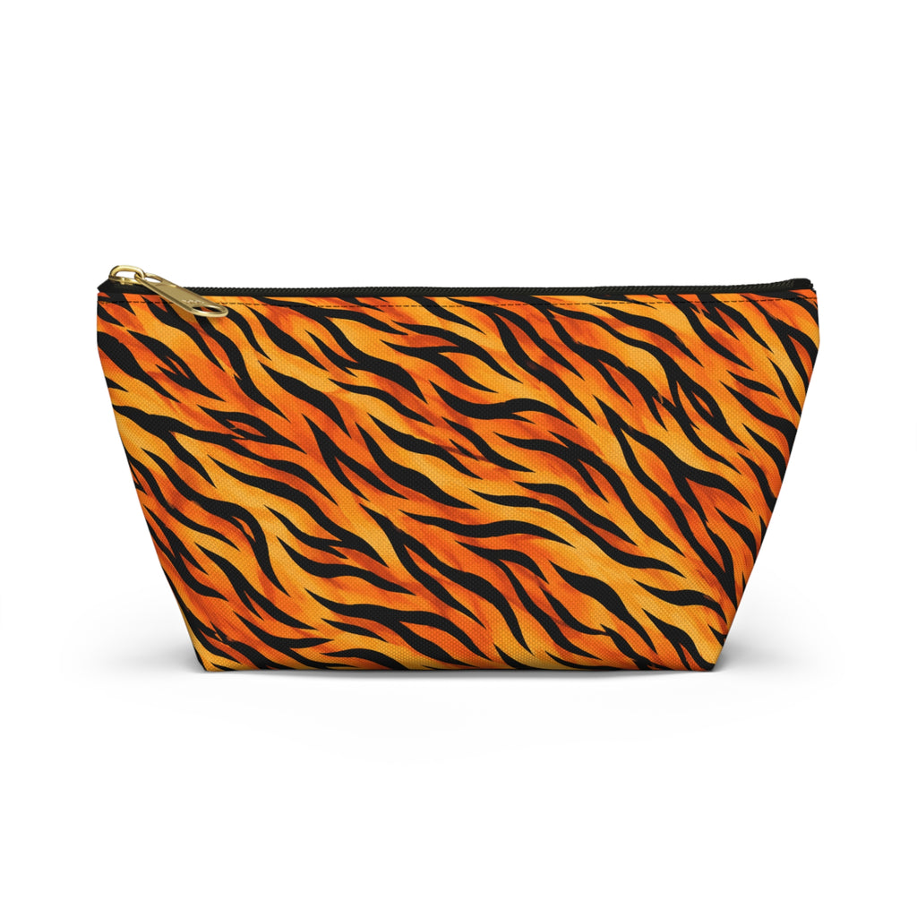 Tiger Stripe Accessory Pouch - Orange T-Bottom Makeup Bag