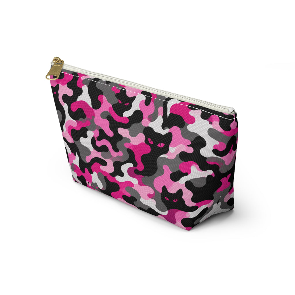 Pink Camouflage Cat Pattern Accessory Pouch