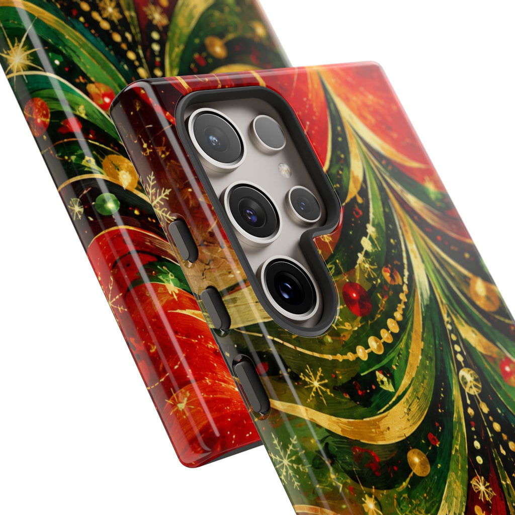 Christmas Tree Tough Phone Case — Festive Red & Green Holiday Phone Cover