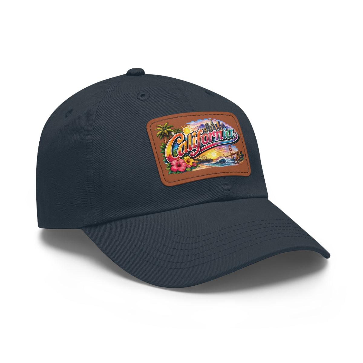 California Beach Patch Dad Hat | Leather Rectangle Patch