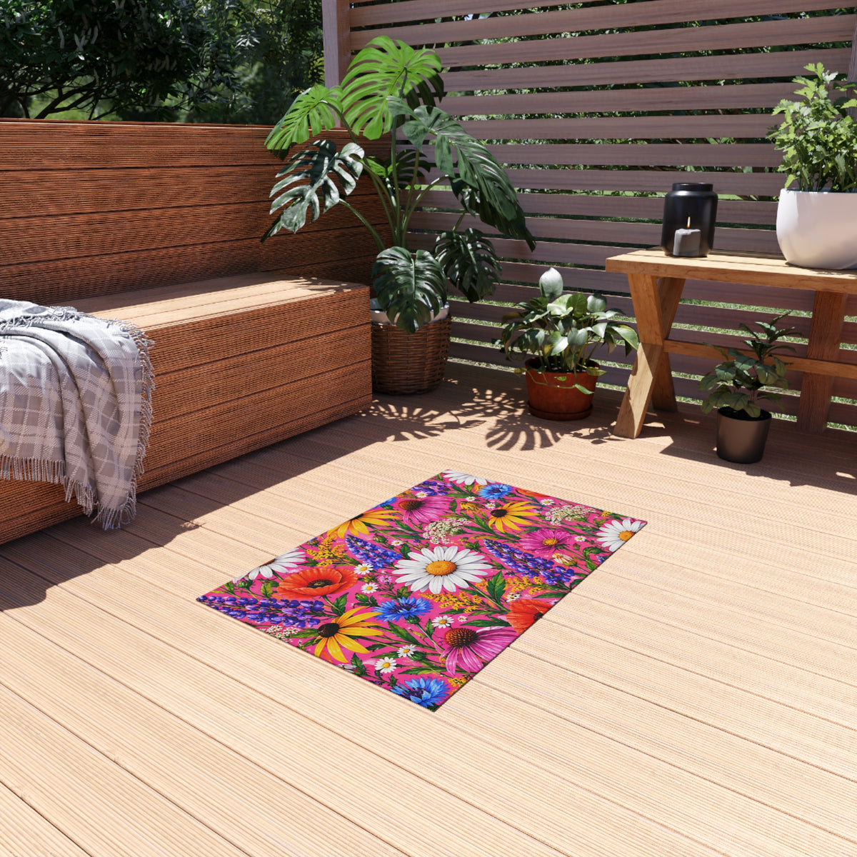 Wildflower Garden Outdoor Rug — Bright Floral Doormat for Patio & Porch