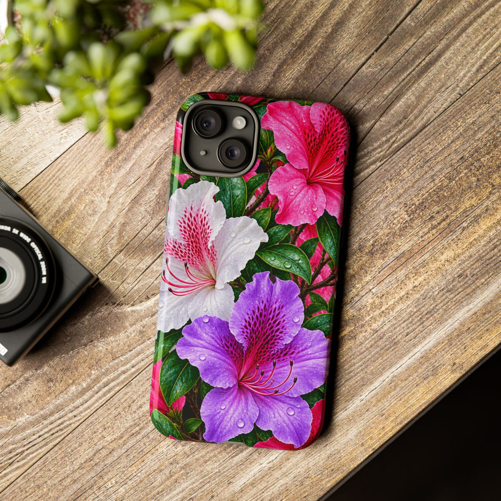 Floral Azalea Phone Case — Vibrant Pink & Purple Blossom Protection
