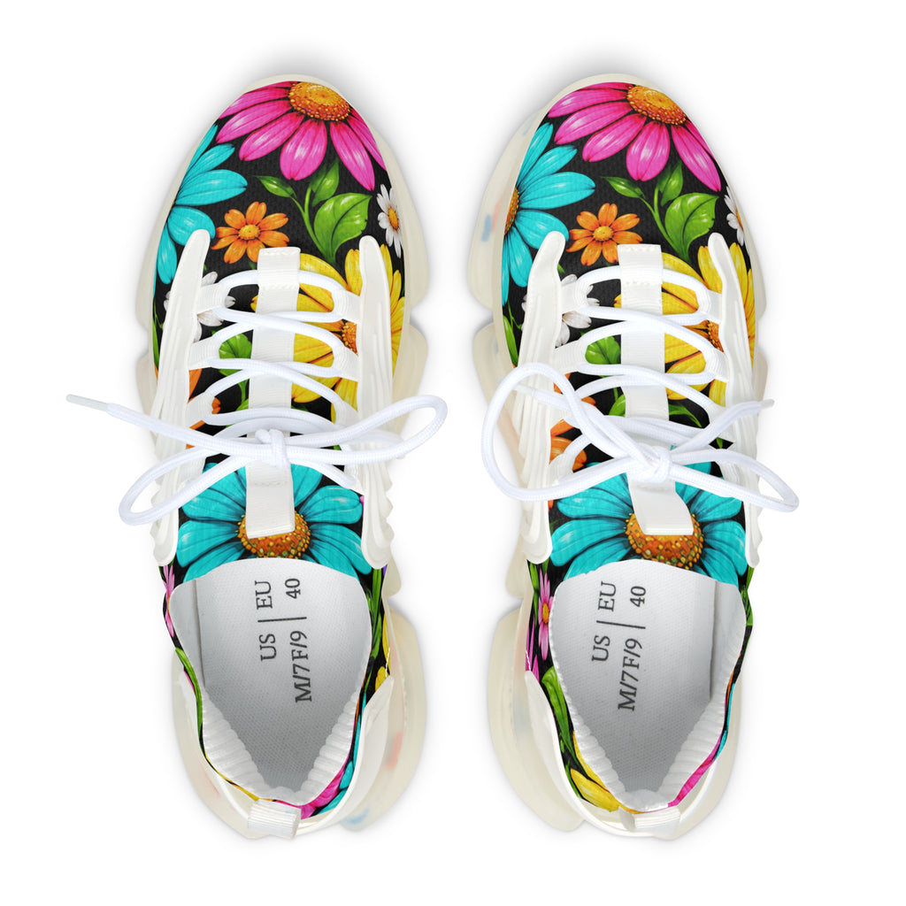 Women's Floral Mesh Sneakers — Colorful Daisy Athletic Shoes