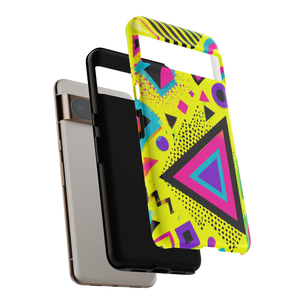 Retro 80s Geometric Phone Case — Neon Memphis Triangle Design