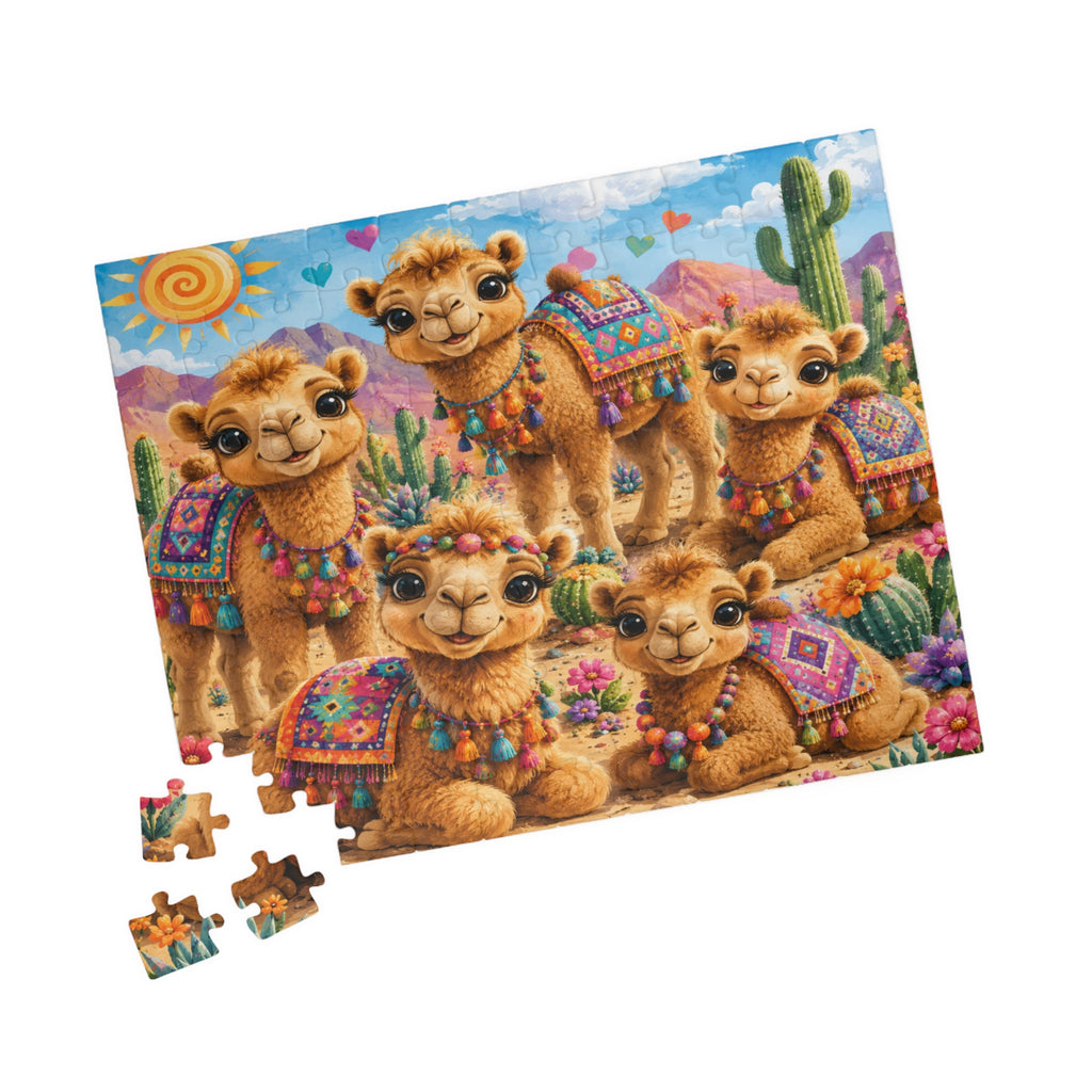 Cute Camel Family Jigsaw Puzzle – 110/252/520/1014-Piece Colorful Desert Scene
