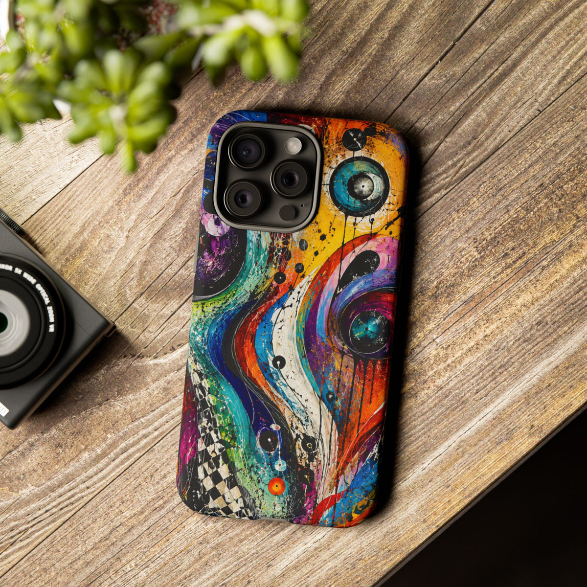 Abstract Cosmic Swirl Phone Case — Colorful Artistic iPhone Tough Case