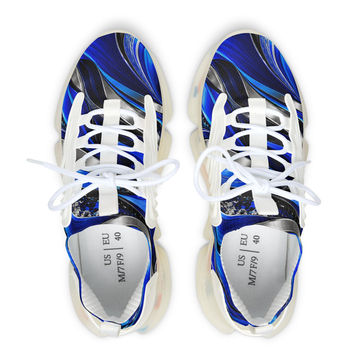 Women’s Blue Swirl Mesh Sneakers — Lightweight Athletic Shoes