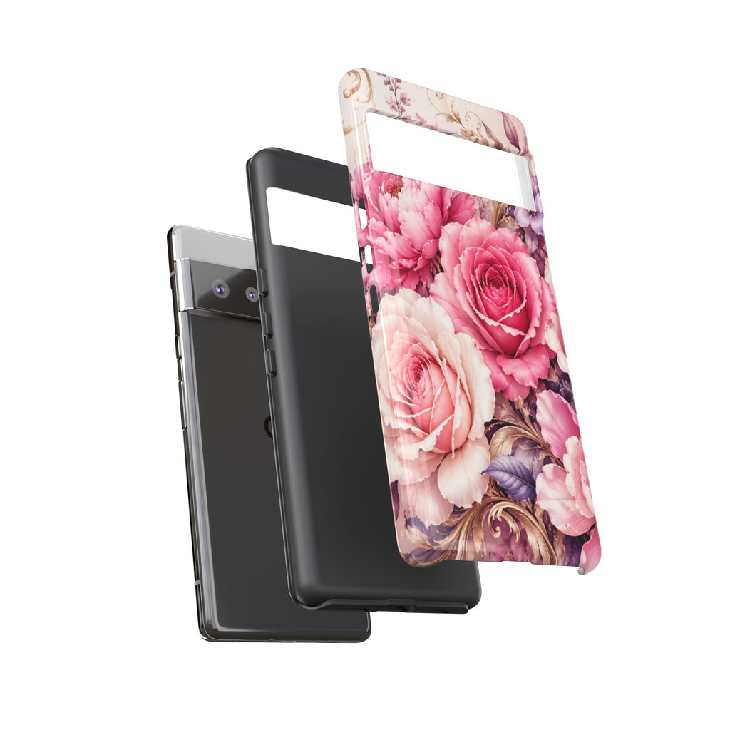 Pink Vintage Roses phone case | floral iPhone cover