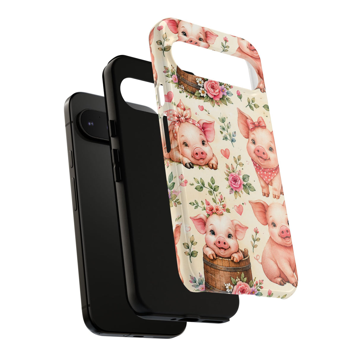 Cute Pink Piglet Phone Case — Vintage Floral Farm Animal iPhone Cover