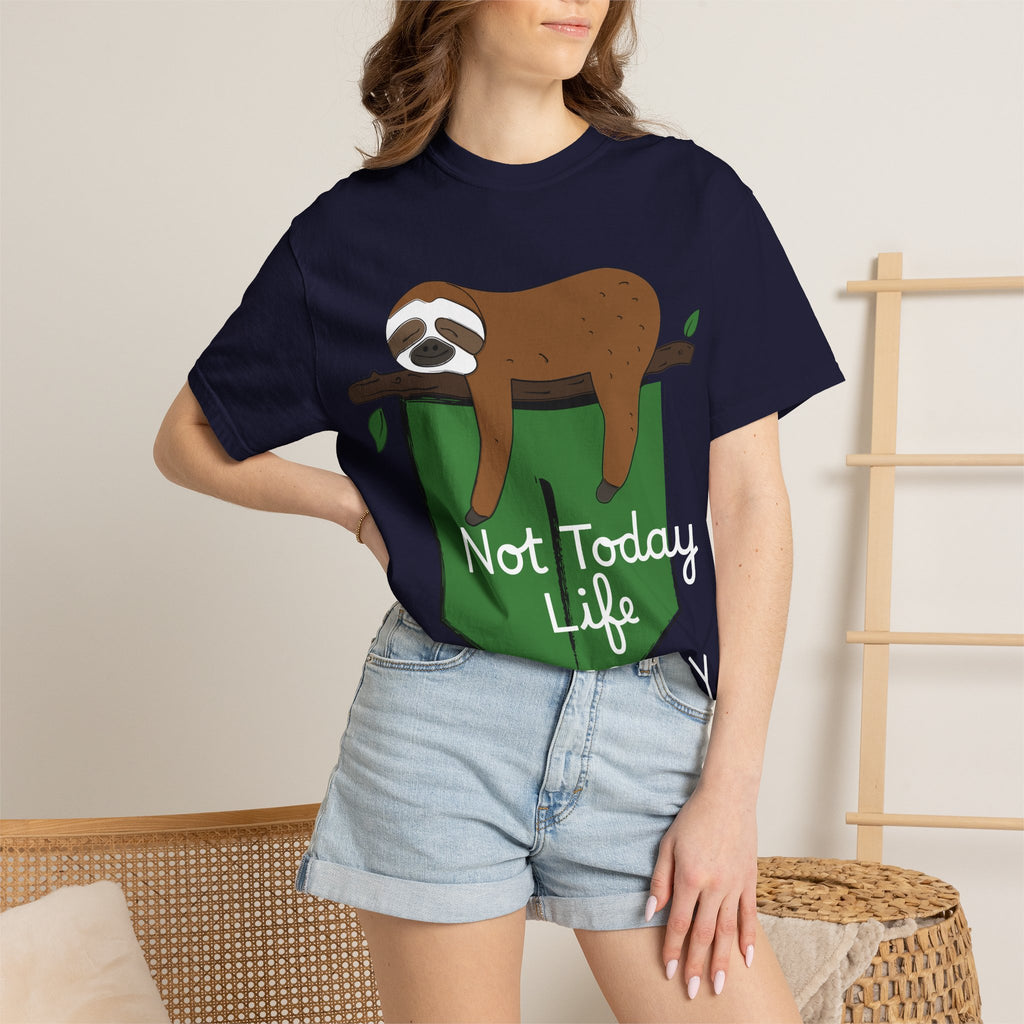 Sloth Pocket Tee — "Not Today" Lazy Sloth Graphic T-Shirt