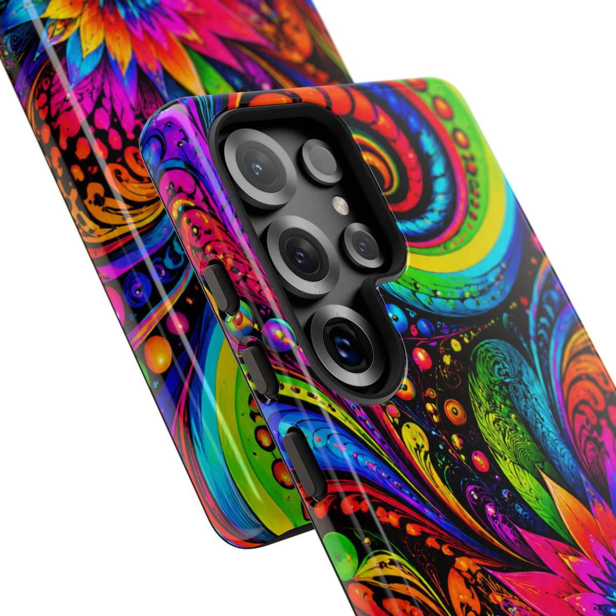 Psychedelic Floral Phone Case — Vibrant Swirl Tough Protective Cover