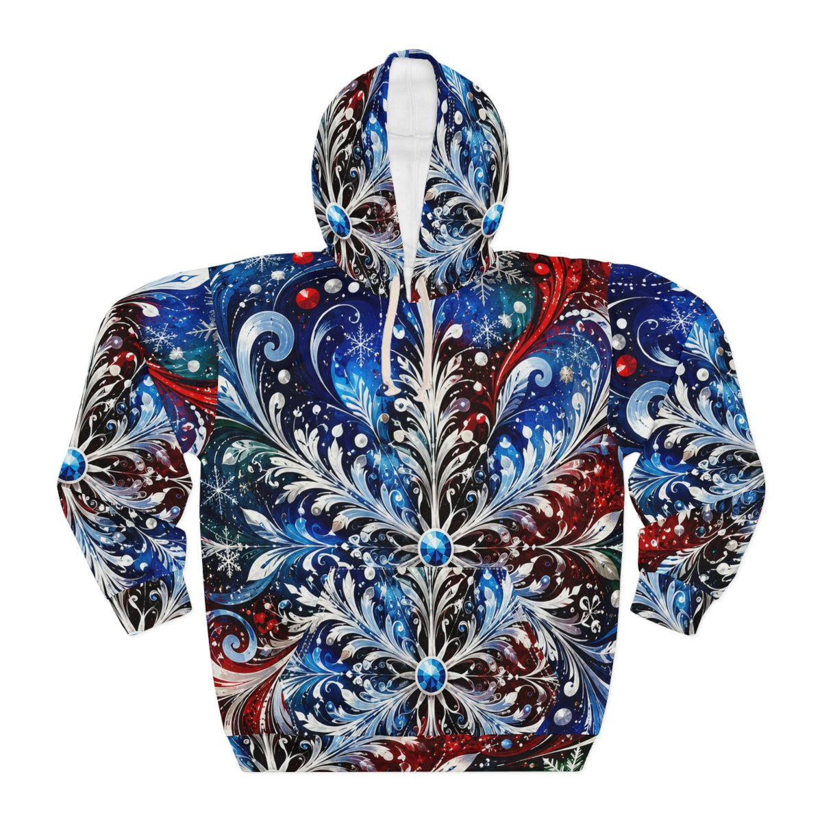 All-Over-Print Hoodie — Patriotic Snowflake Mandala Winter Design
