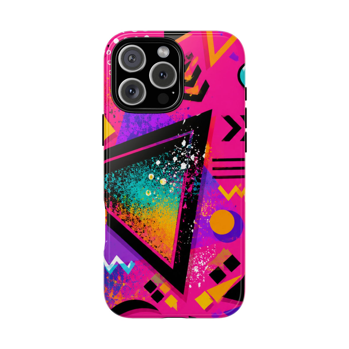 Retro 80s Geometric Phone Case — Neon Triangle Tough Case