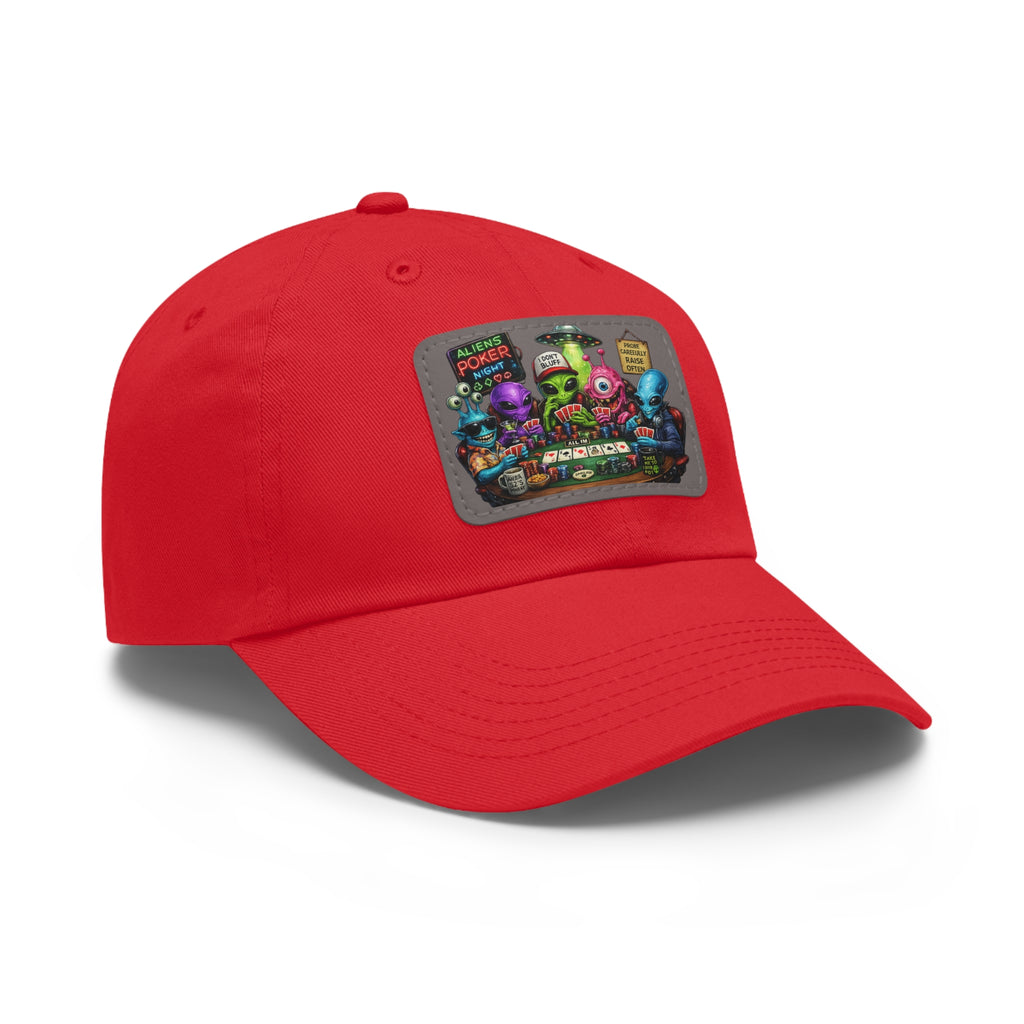 Alien Poker Crew Dad Hat | Leather Patch Baseball Cap