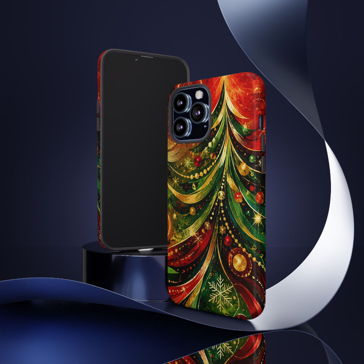 Christmas Tree Tough Phone Case — Festive Red & Green Holiday Phone Cover