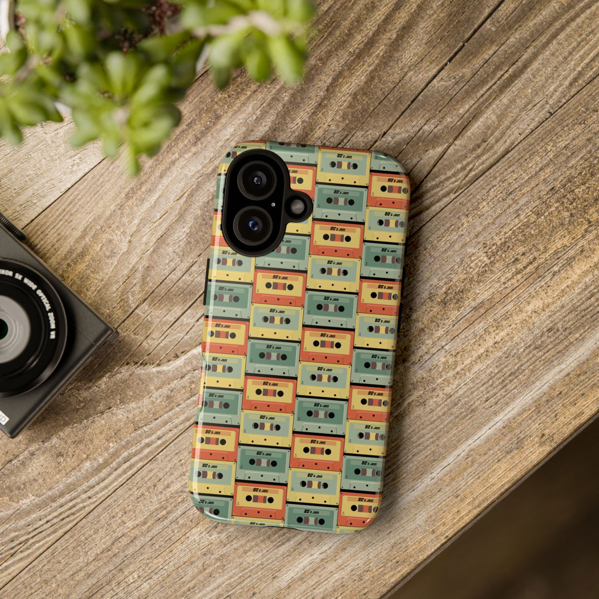 Retro Cassette Tape Phone Case — Vintage Music Pattern Tough Case