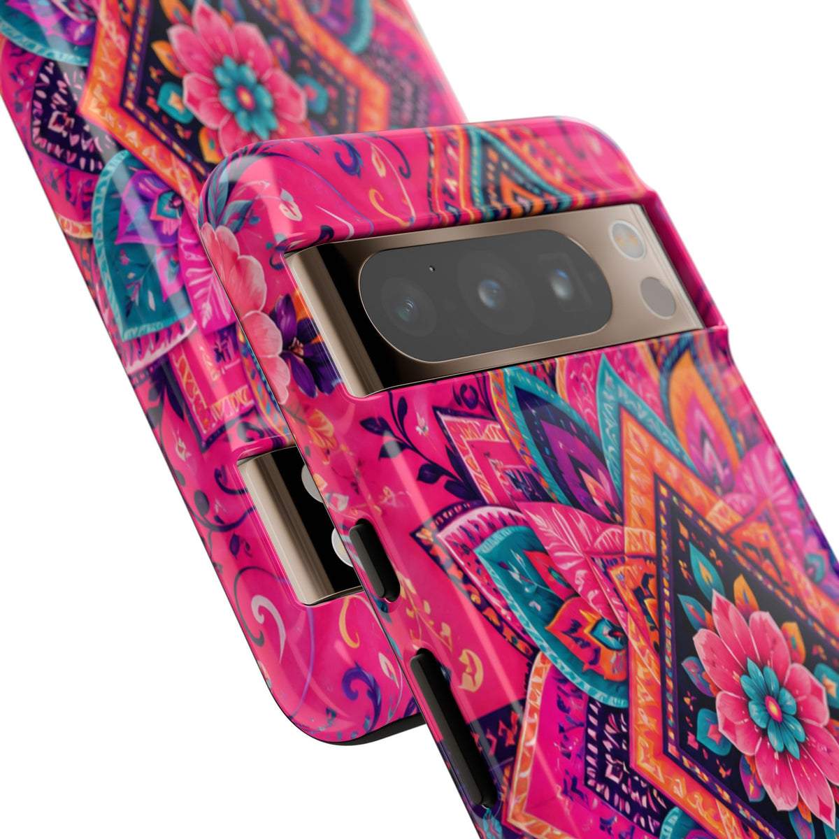 Floral Mandala Tough Phone Case — Pink Boho Protective Cover