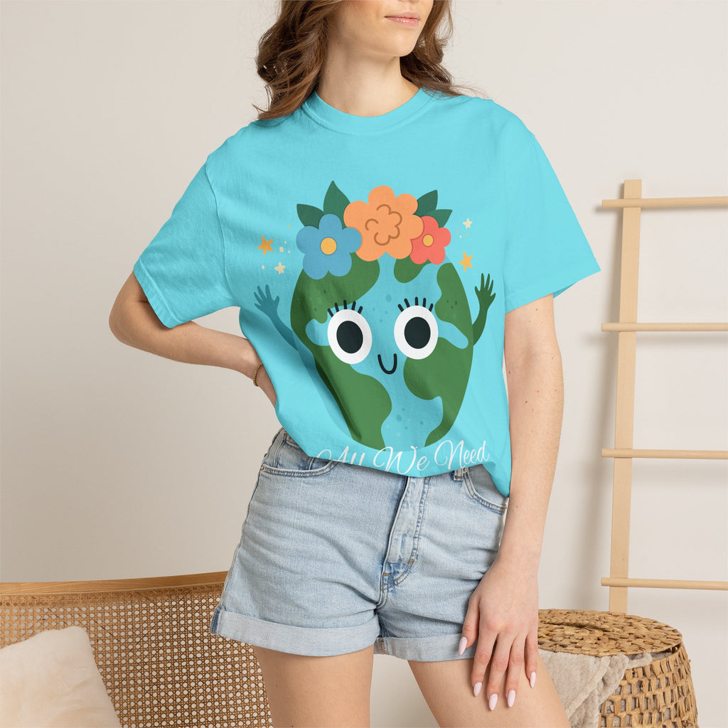 Flower Crown Earth Illustration T-shirt | Cute Planet Graphic