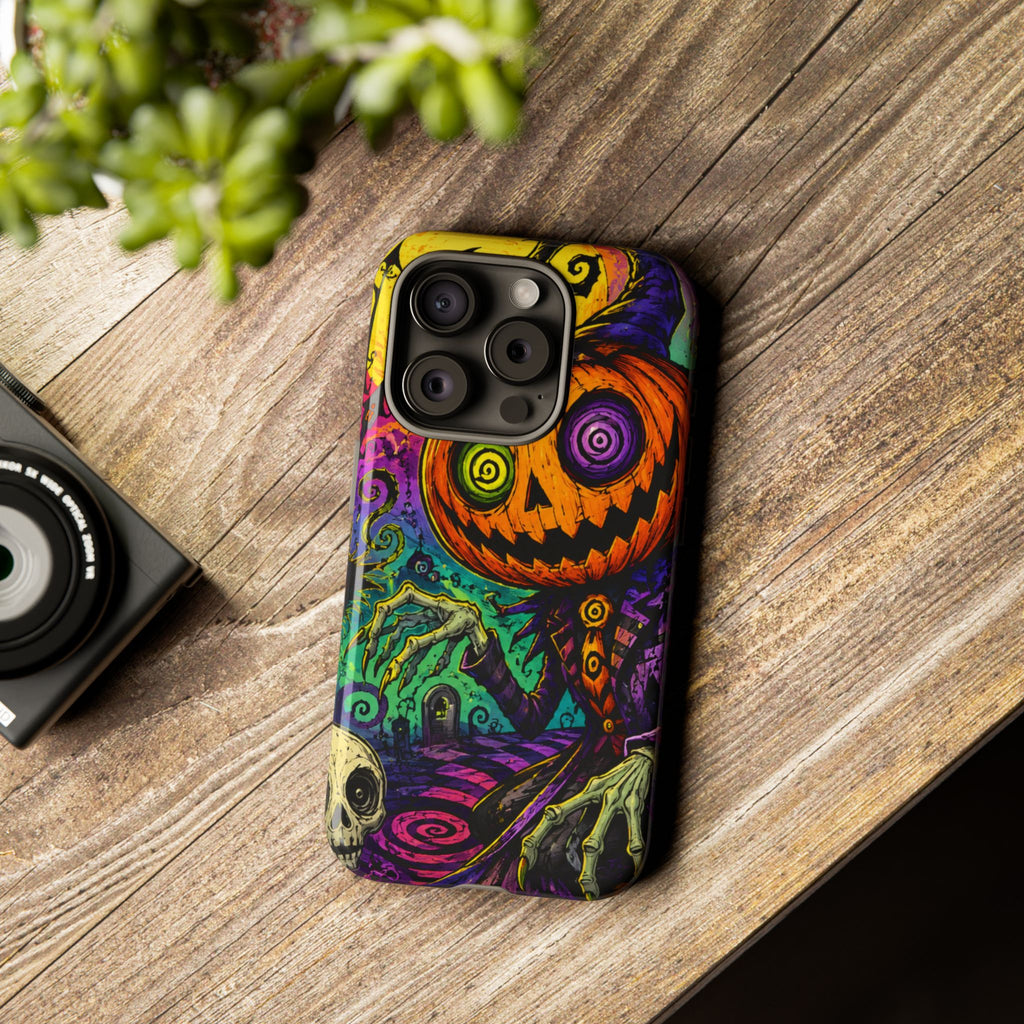 Halloween Pumpkin Skull Phone Case — Psychedelic Jack-o'-Lantern Tough Case