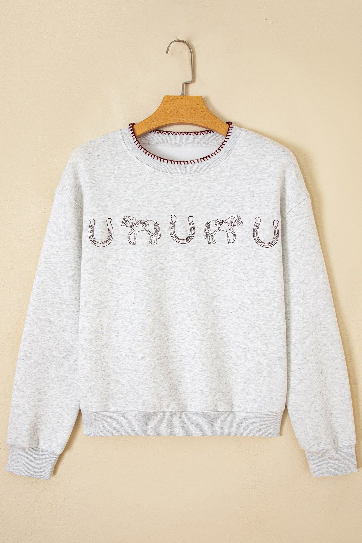 Western Embroidered Round Neck Graphic Sweatshirt