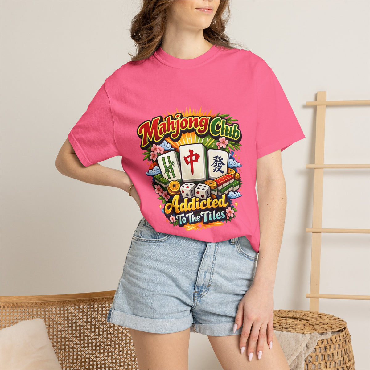 Mahjong Club Addicted to the Tiles T-shirt | Mahjong Graphic Tee