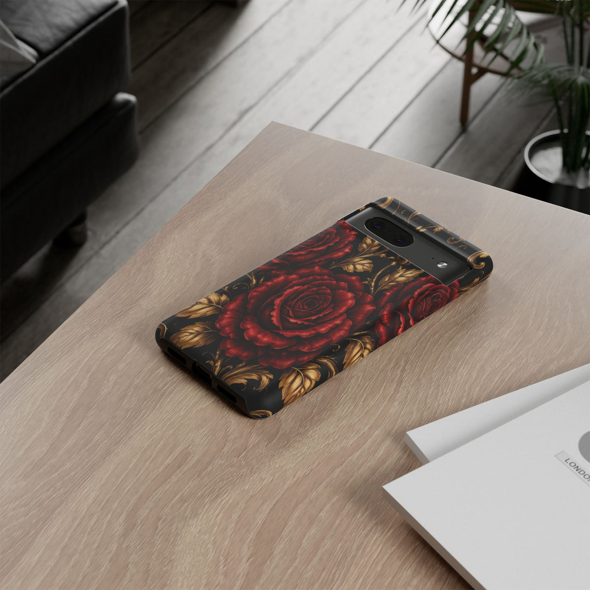Tough Cases — Vintage Red Rose Floral Phone Case