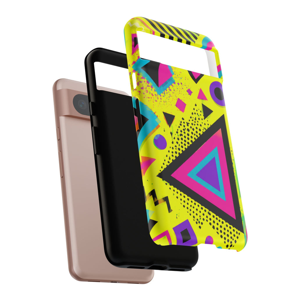 Retro 80s Geometric Phone Case — Neon Memphis Triangle Design