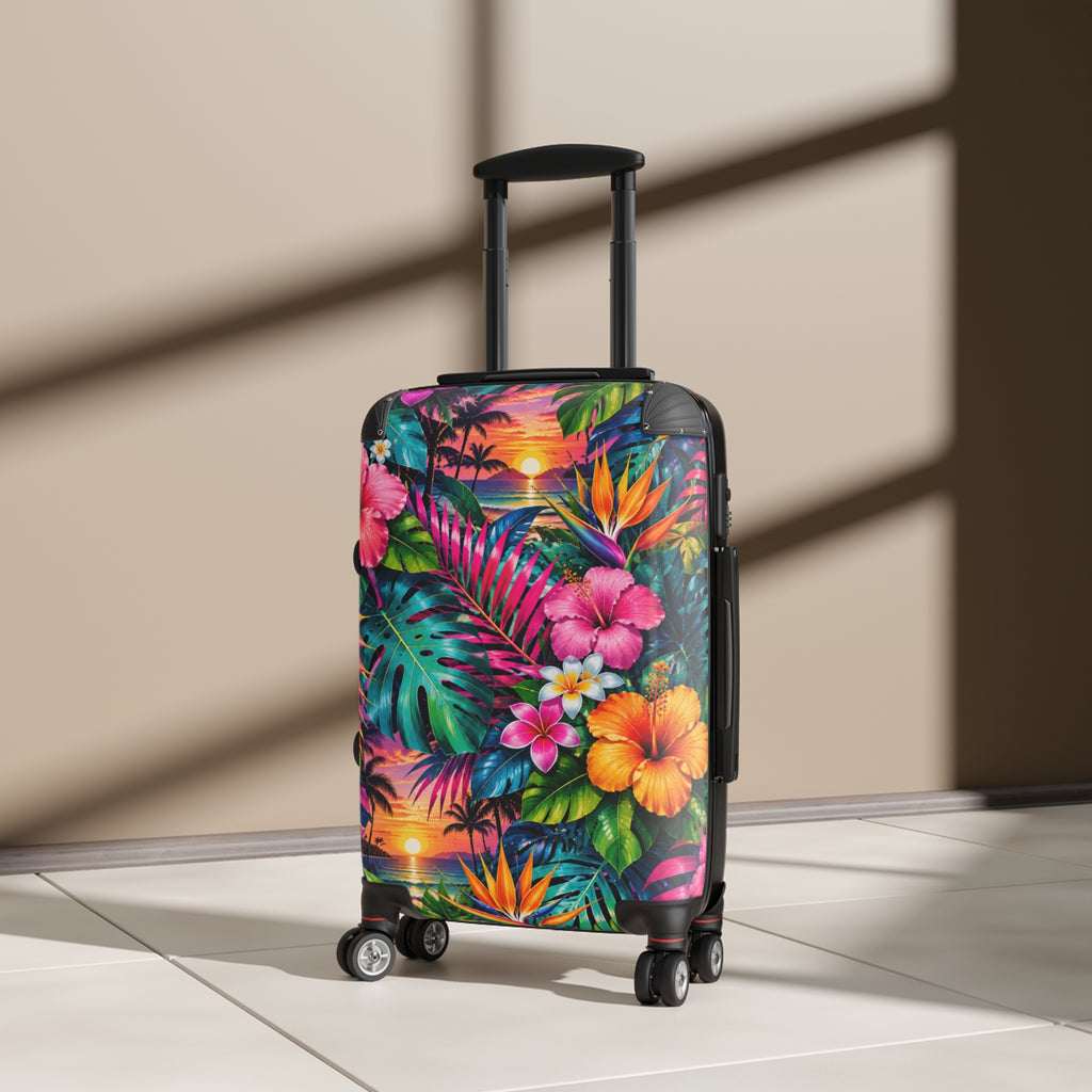 Tropical Sunset Suitcase – Vibrant Hibiscus Travel Luggage