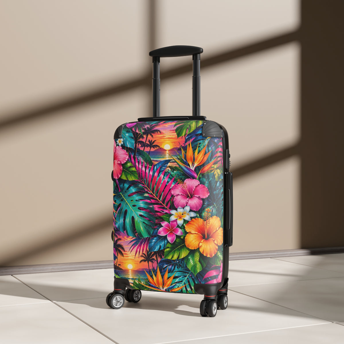 Tropical Sunset Suitcase – Vibrant Hibiscus Travel Luggage