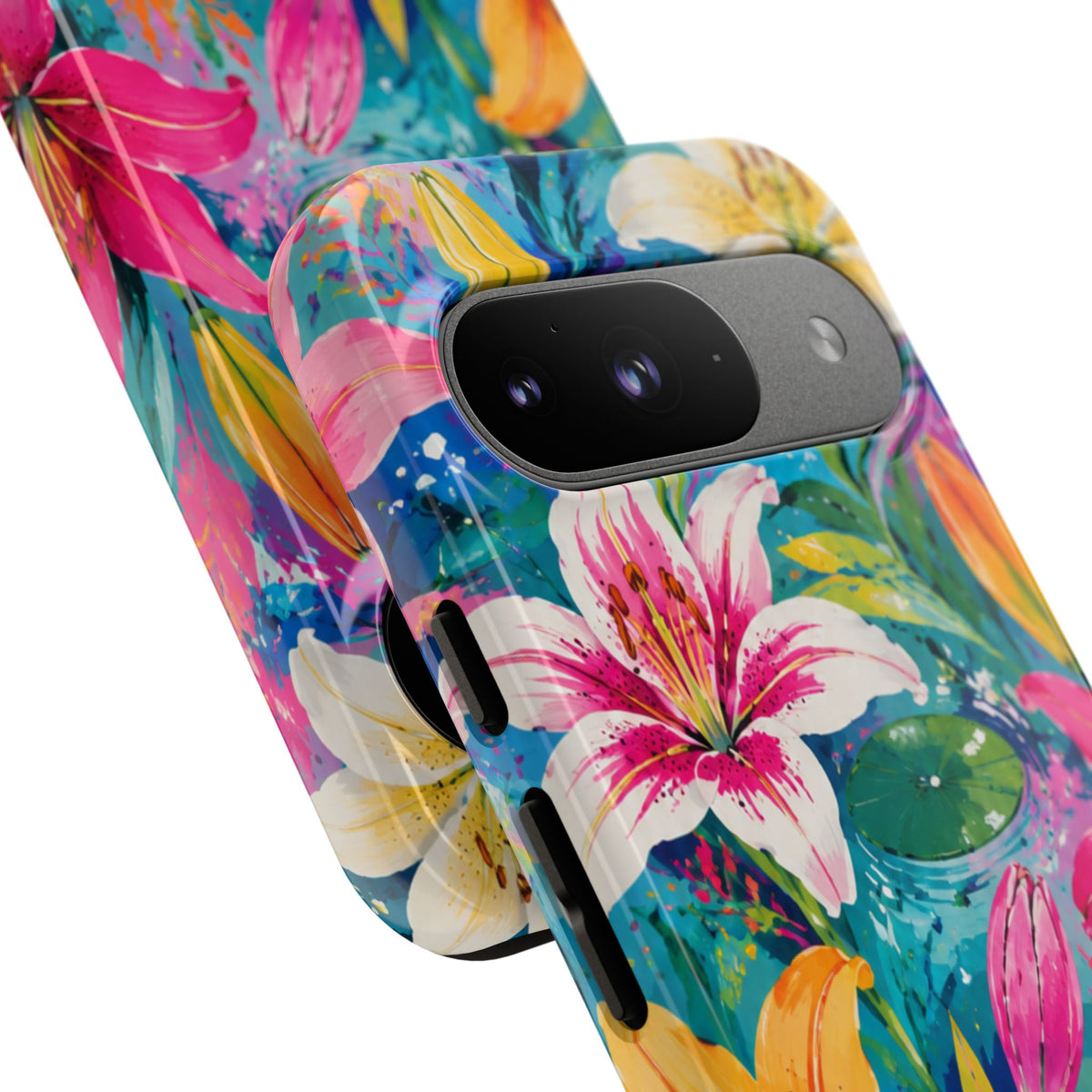 Floral Lily Tough Phone Case — Colorful Tropical Flower Protective Cover