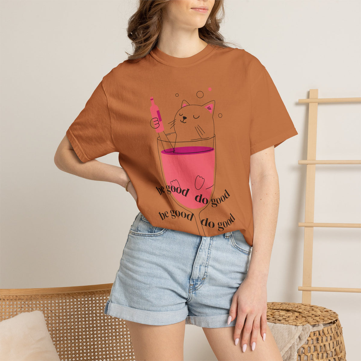 Cat in Wine Glass T-shirt | be good do good design