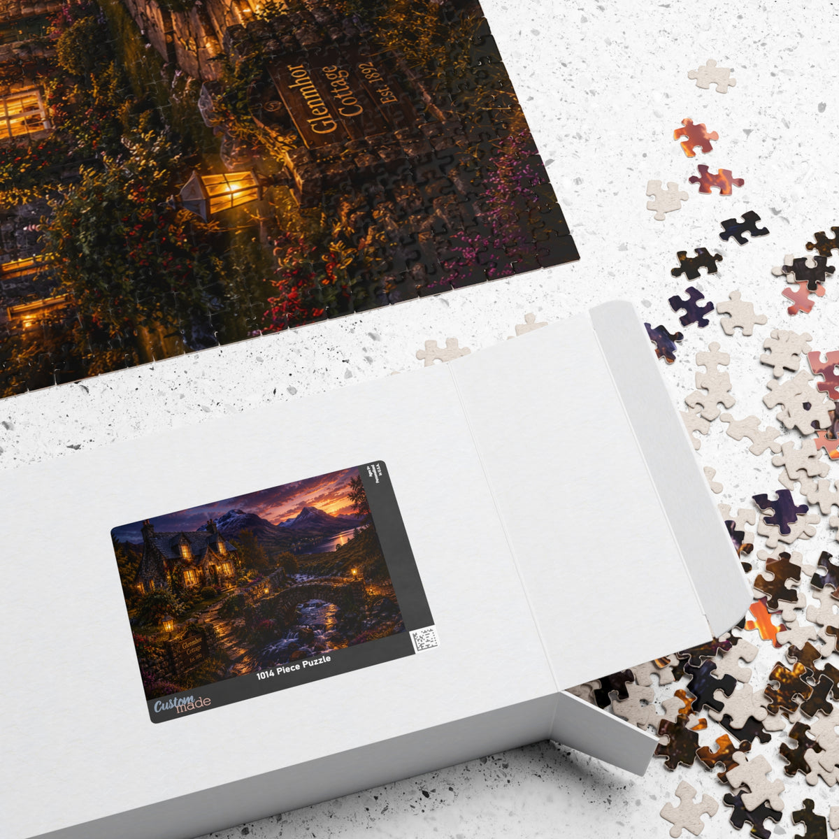 Twilight Lakeside Cottage Puzzle — Scenic 110/252/520/1014-Piece Jigsaw