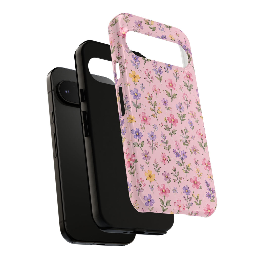 Floral Pink Tough Phone Case — Pastel Wildflower Protective Case