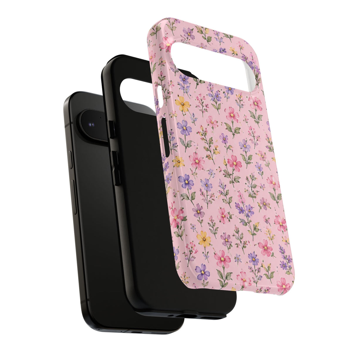 Floral Pink Tough Phone Case — Pastel Wildflower Protective Case